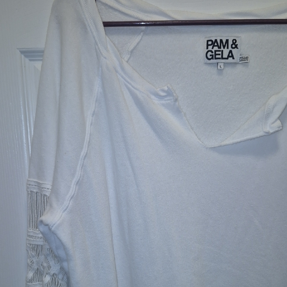 Pam & Gela White Lace Sleeve Sweatshirt - Picture 8 of 11